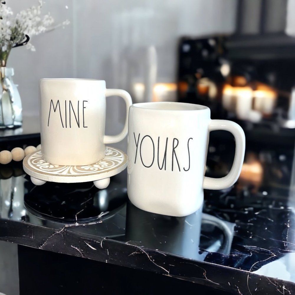 Rae Dunn YOURS & MINE Coffee Mug Set